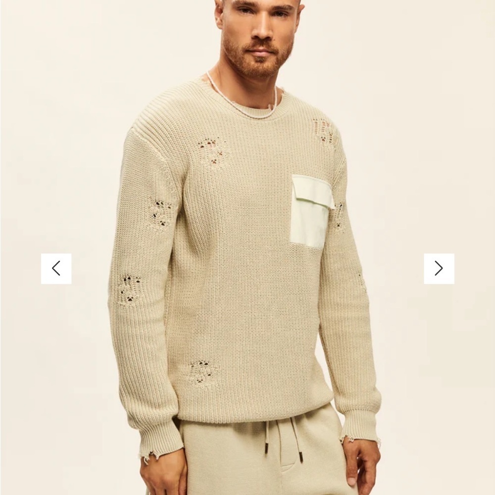 SER.O.YA Men's Sage Destressed Over-Sized Devin Sweater Sz Sm
